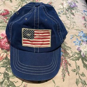 Polo Ralph Lauren distressed American flag navy blue baseball cap.
